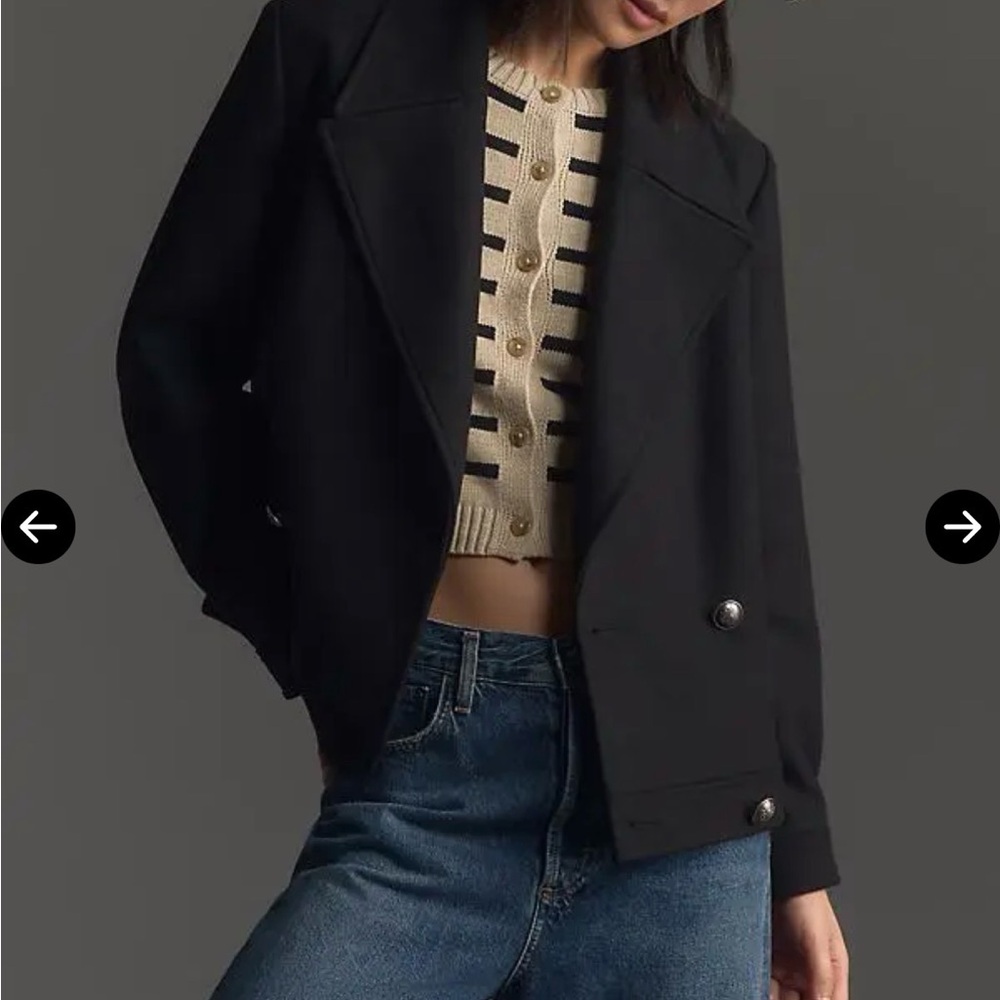 $188 Anthropologie NVLT Retro Wool blend black Peacoat medium - Picture 3 of 5